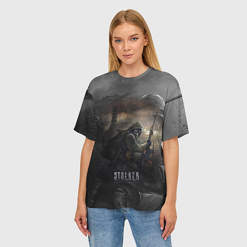 Женская футболка оверсайз СТАЛКЕР ТЕНИ ЧЕРНОБЫЛЯ STALKER SHADOW OF CHERNOBYL / 3D-принт – фото 3