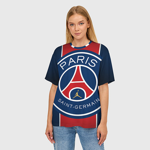 Женская футболка оверсайз Paris Saint-Germain PSG / 3D-принт – фото 3