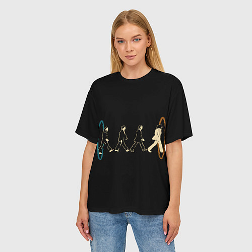 Женская футболка оверсайз Beatles and Portals / 3D-принт – фото 3