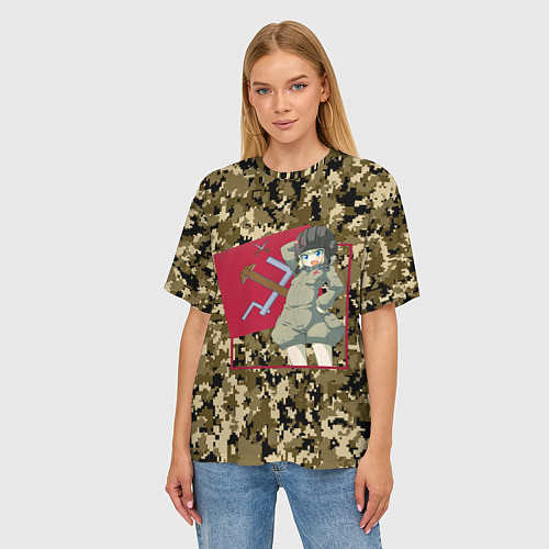 Женская футболка оверсайз Домашний танкист / 3D-принт – фото 3
