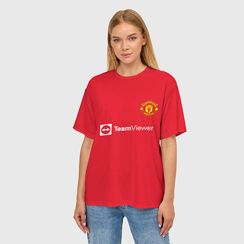 Женская футболка оверсайз Бруну Фернандеш форма Манчестер Юнайтед 20212022 / 3D-принт – фото 3
