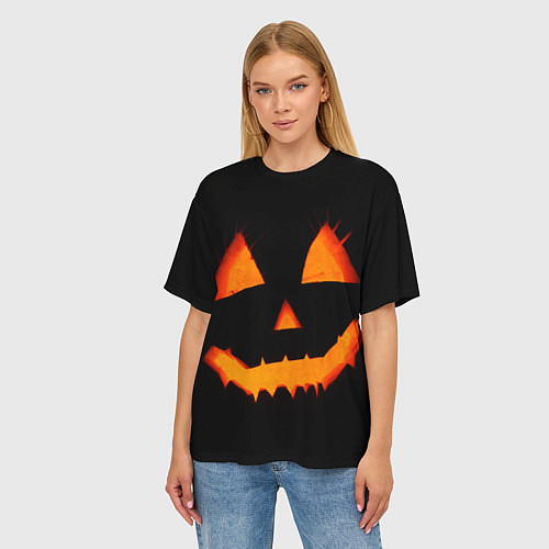 Женская футболка оверсайз Helloween pumpkin jack / 3D-принт – фото 3