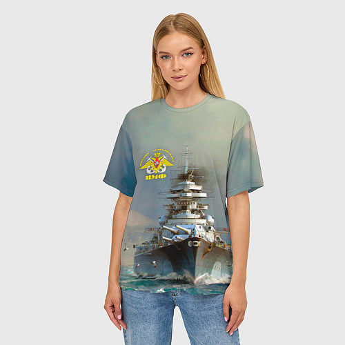 Женская футболка оверсайз ВМФ Военно-Морской Флот / 3D-принт – фото 3