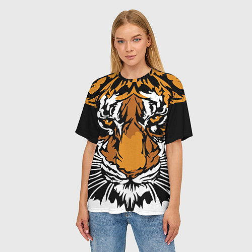 Женская футболка оверсайз Взгляд хозяина джунглей / 3D-принт – фото 3