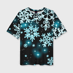 Женская футболка оверсайз Космические снежинки