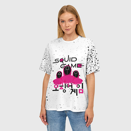 Женская футболка оверсайз SQUID GAME , ИГРА В КАЛЬМАРА, СТРАЖ / 3D-принт – фото 3