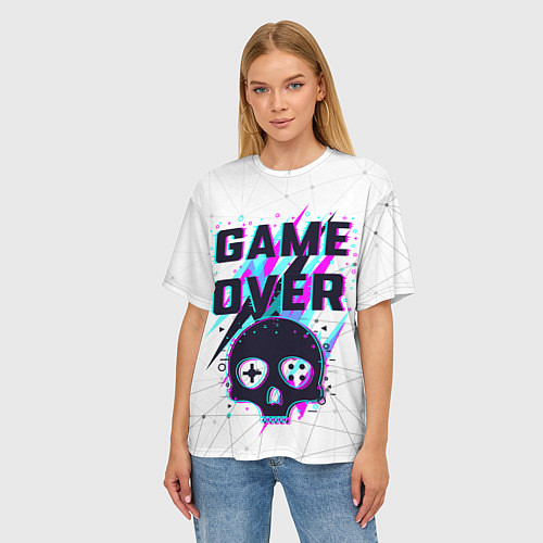 Женская футболка оверсайз Game OVER - NEON 3D / 3D-принт – фото 3