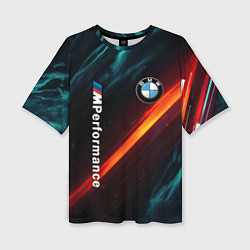 Футболка оверсайз женская BMW M PERFORMANCE NEON БМВ М НЕОН, цвет: 3D-принт