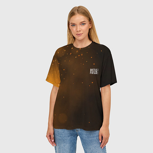 Женская футболка оверсайз FIRE BATTLEFIELD LOGO ЛОГО / 3D-принт – фото 3