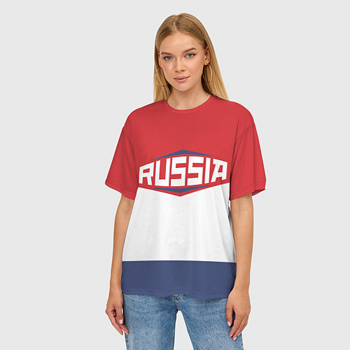 Женская футболка оверсайз Russia / 3D-принт – фото 3