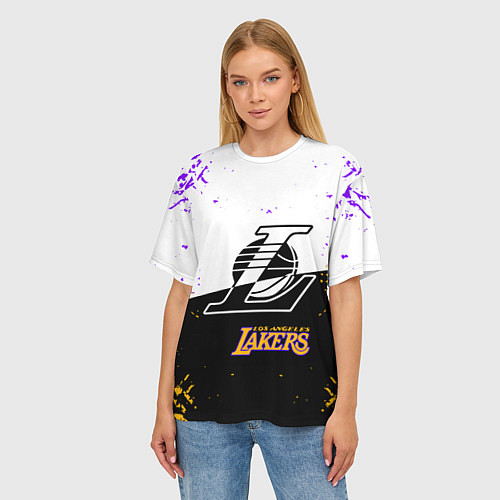 Женская футболка оверсайз Коби Брайант Los Angeles Lakers, / 3D-принт – фото 3