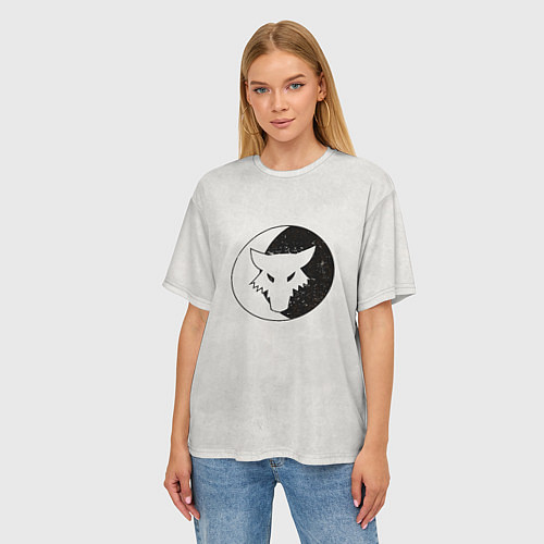 Женская футболка оверсайз Лунные волки ранний лого цвет легиона / 3D-принт – фото 3