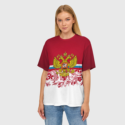 Женская футболка оверсайз Российский герб / 3D-принт – фото 3