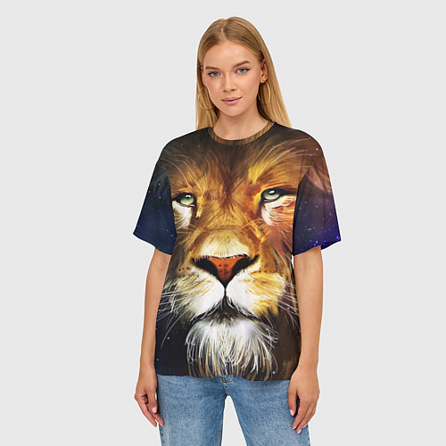 Женская футболка оверсайз Лев царь зверей / 3D-принт – фото 3