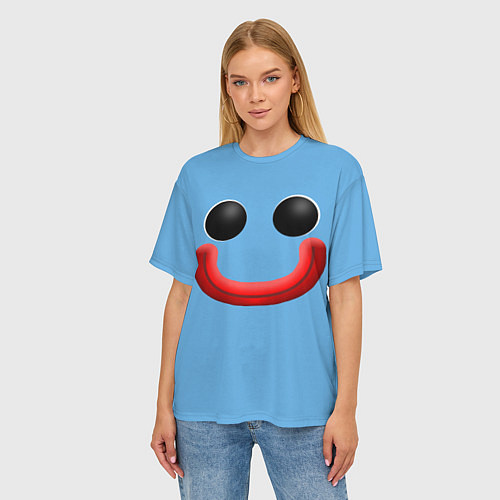 Женская футболка оверсайз Huggy Waggy smile / 3D-принт – фото 3