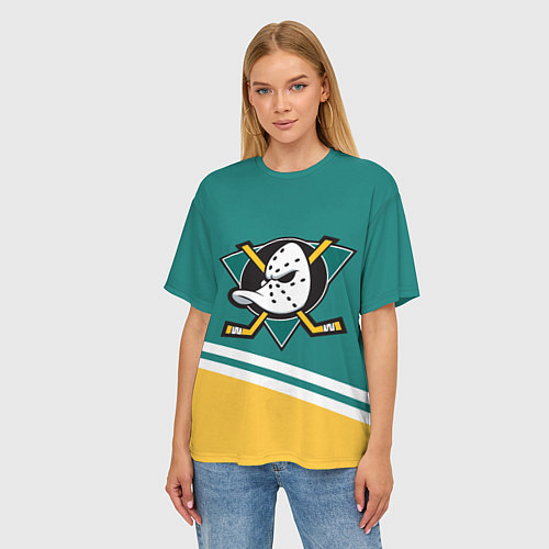 Женская футболка оверсайз Анахайм Дакс, NHL / 3D-принт – фото 3