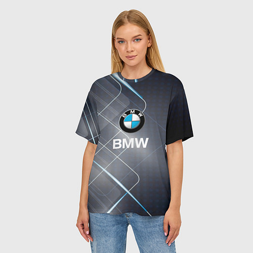 Женская футболка оверсайз BMW Logo / 3D-принт – фото 3