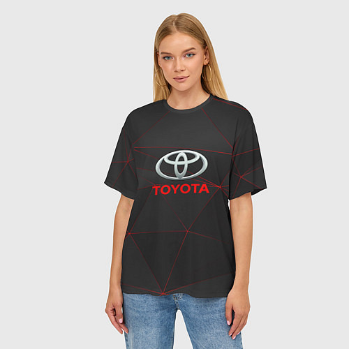 Женская футболка оверсайз Toyota Тонкие линии неона / 3D-принт – фото 3