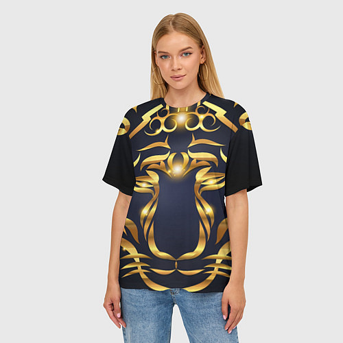 Женская футболка оверсайз Золотой символ года Тигр / 3D-принт – фото 3
