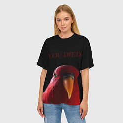 Футболка оверсайз женская Красный попугай Red parrot, цвет: 3D-принт — фото 2