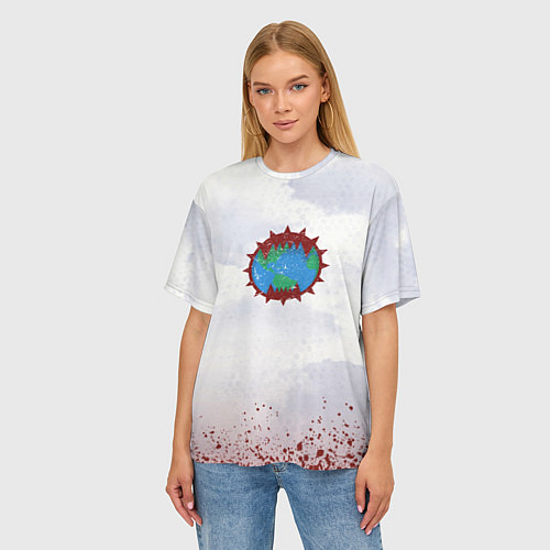 Женская футболка оверсайз Пожиратели миров до Ереси цвет легиона / 3D-принт – фото 3