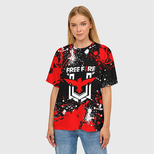 Женская футболка оверсайз Free Fire: Брызги и капли красок / 3D-принт – фото 3