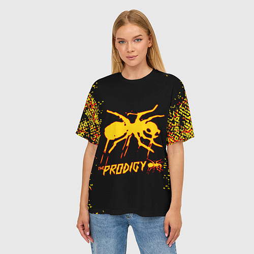 Женская футболка оверсайз The Prodigy логотип / 3D-принт – фото 3