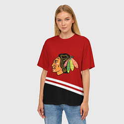 Футболка оверсайз женская Chicago Blackhawks, NHL, цвет: 3D-принт — фото 2