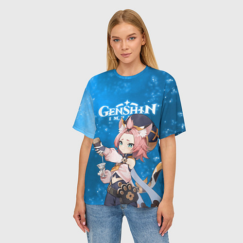 Женская футболка оверсайз ДИОНА DIONA КРИО / 3D-принт – фото 3