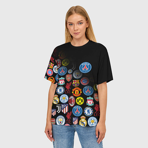 Женская футболка оверсайз PSG LOGOBOMBING / 3D-принт – фото 3