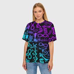 Футболка оверсайз женская ТАТУ ТОКЙСКИЕ МСТИТЕЛИ НЕОН, цвет: 3D-принт — фото 2