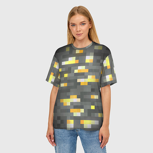 Женская футболка оверсайз Золотая руда - Minecraft / 3D-принт – фото 3