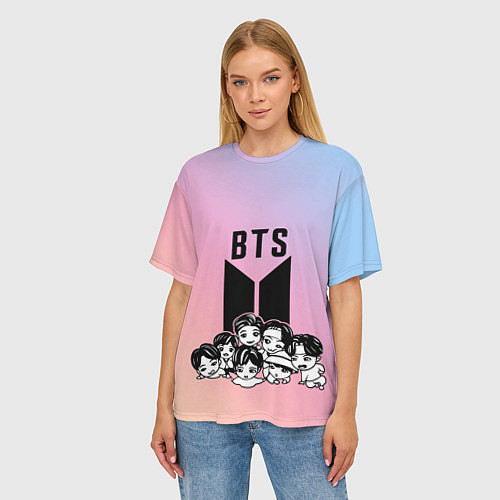 Женская футболка оверсайз BTS БТС БИТИЭС СОЛИСТЫ / 3D-принт – фото 3