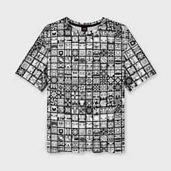 Футболка оверсайз женская Geometry Dash: BW Pattern, цвет: 3D-принт