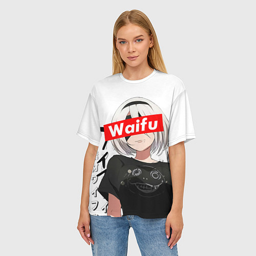 Женская футболка оверсайз Waifu - 2B Nier / 3D-принт – фото 3