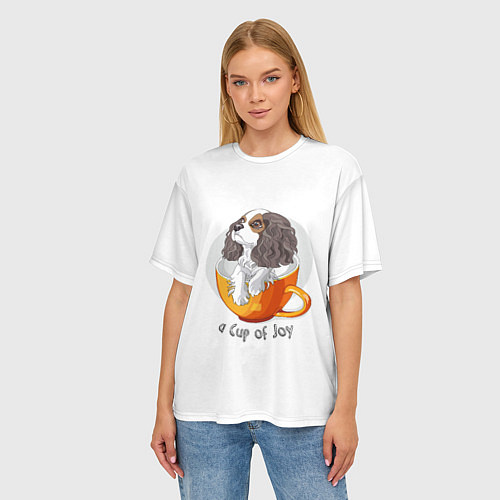 Женская футболка оверсайз Кавалер Кинг Чарльз Спаниель / 3D-принт – фото 3