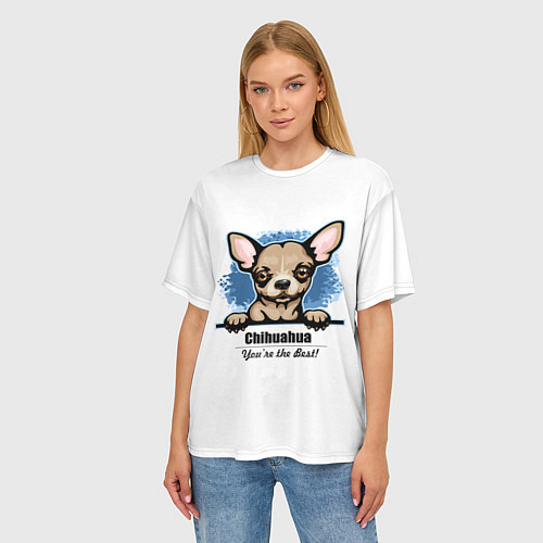 Женская футболка оверсайз Собачка Чихуахуа / 3D-принт – фото 3