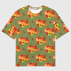 Футболка оверсайз женская Овощи: Тыквы паттерн, цвет: 3D-принт