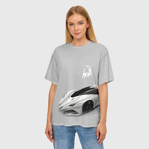 Женская футболка оверсайз Lamborghini Concept sketch / 3D-принт – фото 3