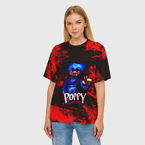 Женская футболка оверсайз Poppy Playtime: Bloodrage / 3D-принт – фото 3