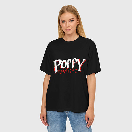 Женская футболка оверсайз Poppy Playtime: Logo / 3D-принт – фото 3