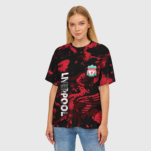Женская футболка оверсайз Ливерпуль, Liverpool / 3D-принт – фото 3