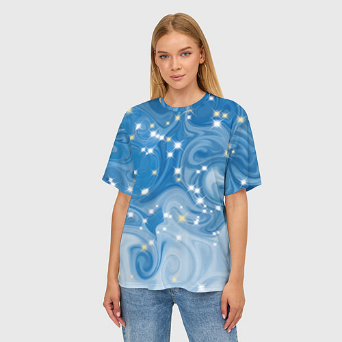 Женская футболка оверсайз Голубая метелица / 3D-принт – фото 3