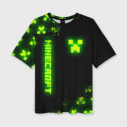 Футболка оверсайз женская MINECRAFT NEON LOGO CREEPER, цвет: 3D-принт