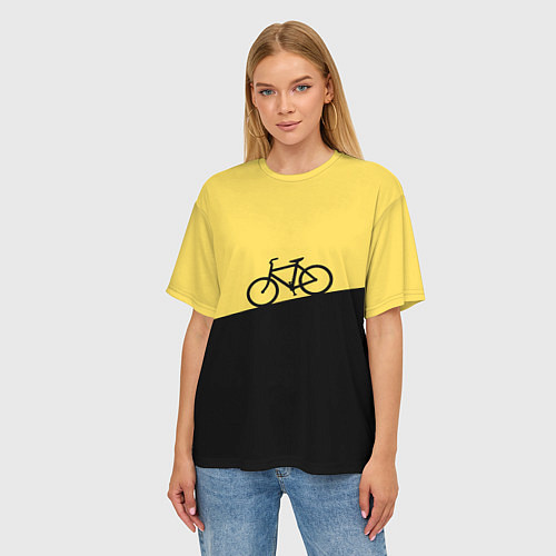 Женская футболка оверсайз Бегущий за велосипедом / 3D-принт – фото 3