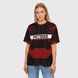 Футболка оверсайз женская Metroid Dread Black Red Logo, цвет: 3D-принт — фото 2