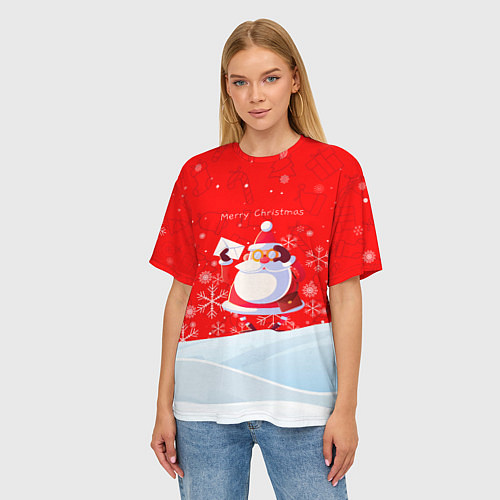 Женская футболка оверсайз Дед Мороз с подарочным конвертом / 3D-принт – фото 3