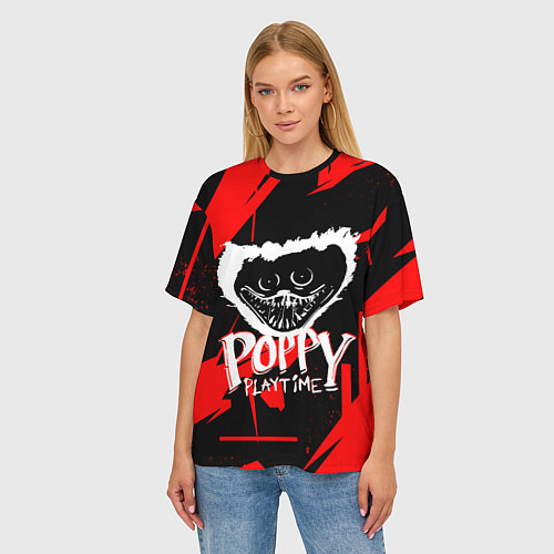 Женская футболка оверсайз POPPY PLAYTIME ХАГИ ВАГИ / 3D-принт – фото 3
