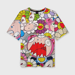 Женская футболка оверсайз Takashi Murakami кричащий арт