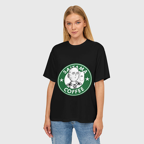 Женская футболка оверсайз ONE-PUNCH MAN OK COFFEE / 3D-принт – фото 3